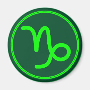 Capricorn Zodiac Symbol Green Mix Magnet