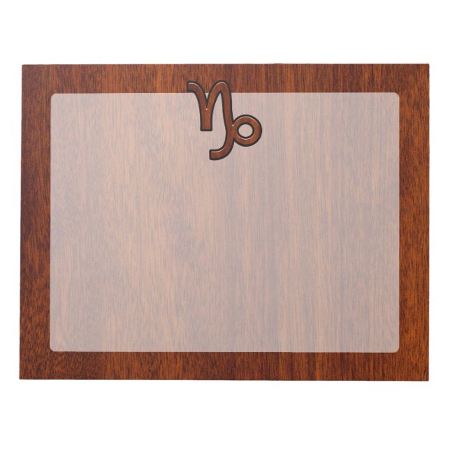 Capricorn Zodiac Symbol in Mahogany Brown Notepad (Front)