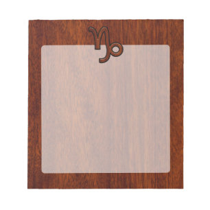 Capricorn Zodiac Symbol in Mahogany Brown Notepad
