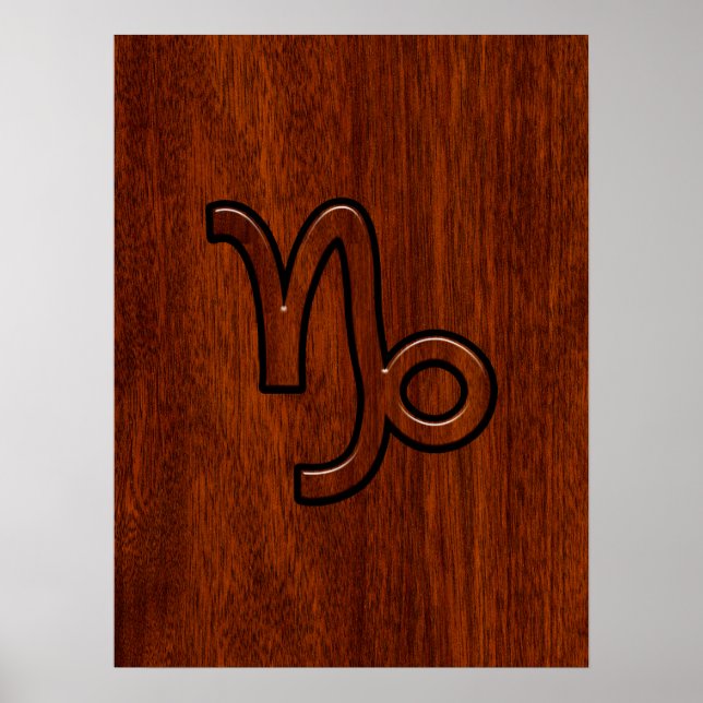 Capricorn Zodiac Symbol in Mahogany Brown Poster (Front)