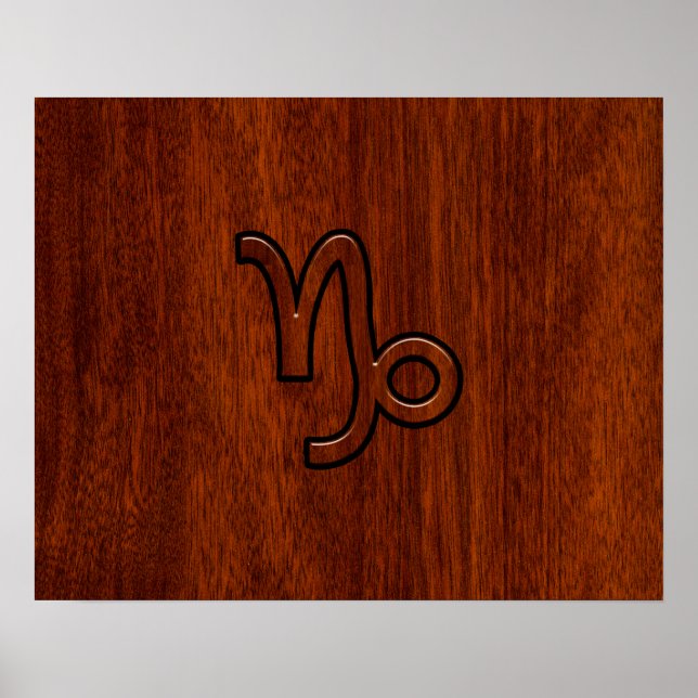 Capricorn Zodiac Symbol in Mahogany Style print (Front)