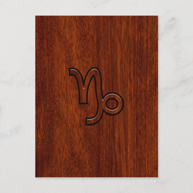 Capricorn Zodiac Symbol in Mahogany Style print Postcard (Front)