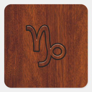 Capricorn Zodiac Symbol in Mahogany Style print Square Sticker