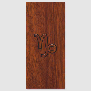 Capricorn Zodiac Symbol in Wood Grain Style