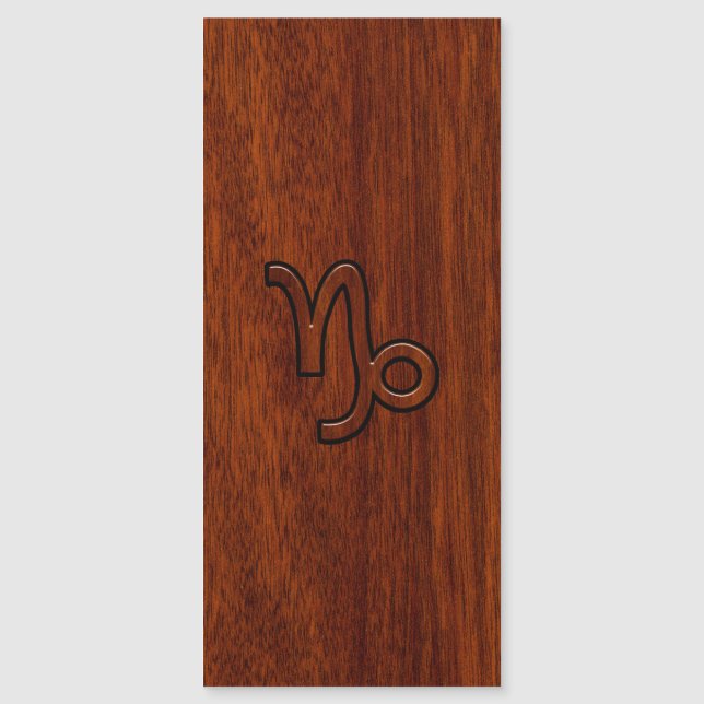 Capricorn Zodiac Symbol in Wood Grain Style (Front)