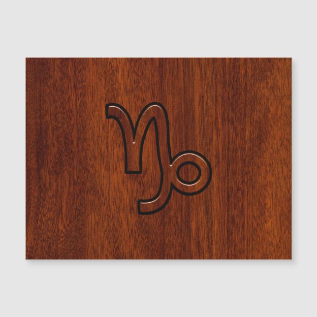 Capricorn Zodiac Symbol in Wood Grain Style (Front)