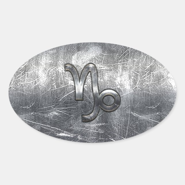 Capricorn Zodiac Symbol Industrial Style Oval Sticker (Front)