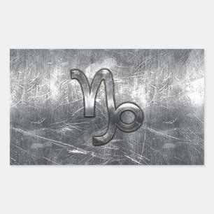 Capricorn Zodiac Symbol Industrial Style Rectangular Sticker