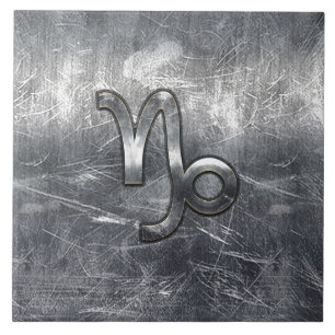 Capricorn Zodiac Symbol Industrial Style Tile