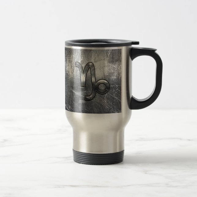 Capricorn Zodiac Symbol Industrial Style Travel Mug (Right)