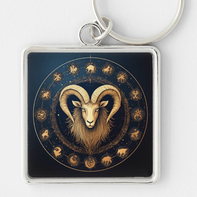 Capricorn Zodiac Symbol Key Ring (Front)