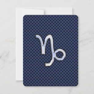 Capricorn Zodiac Symbol Navy Blue Carbon Fibre