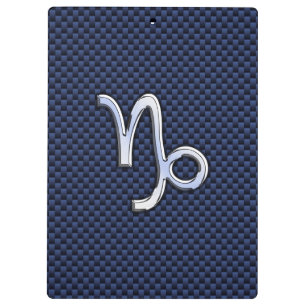 Capricorn Zodiac Symbol Navy Blue Carbon Fibre Clipboard