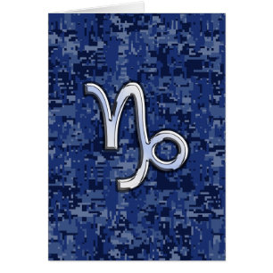 Capricorn Zodiac Symbol on Blue Digital Camo