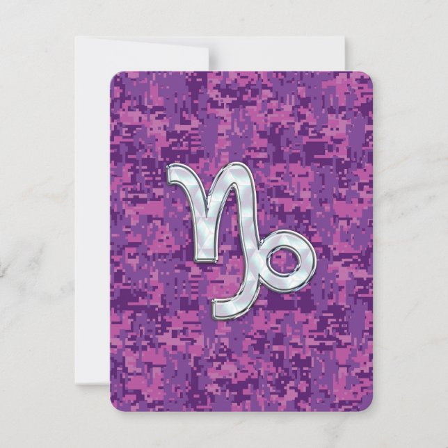 Capricorn Zodiac Symbol on Fuchsia Digital Camo (Front)