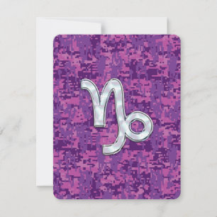 Capricorn Zodiac Symbol on Fuchsia Digital Camo