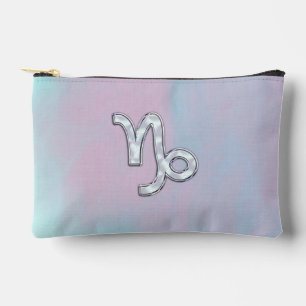 Capricorn Zodiac Symbol on Mother of Pearl Decor Accessory Pouch