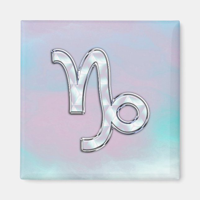 Capricorn Zodiac Symbol on Mother of Pearl Decor Magnet (Front)