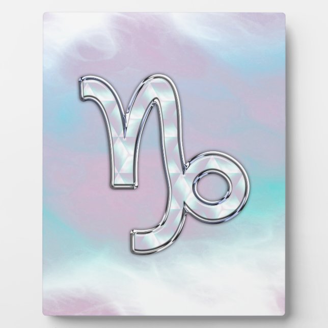 Capricorn Zodiac Symbol on Mother of Pearl Decor Plaque (Front)