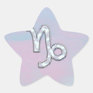 Capricorn Zodiac Symbol on Mother of Pearl Decor Star Sticker