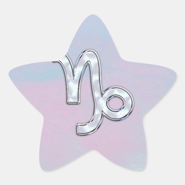 Capricorn Zodiac Symbol on Mother of Pearl Decor Star Sticker (Front)