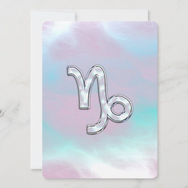 Capricorn Zodiac Symbol on Mother of Pearl Nacre (Front)