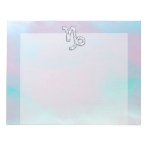 Capricorn Zodiac Symbol on Mother of Pearl Nacre Notepad