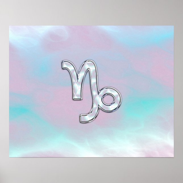 Capricorn Zodiac Symbol on Mother of Pearl Nacre Poster (Front)