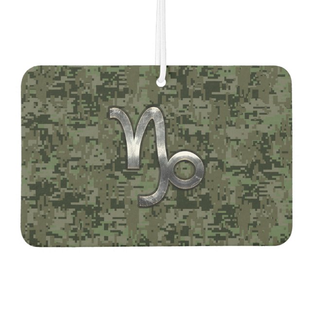 Capricorn Zodiac Symbol Woodland Camouflage Car Air Freshener (Front)
