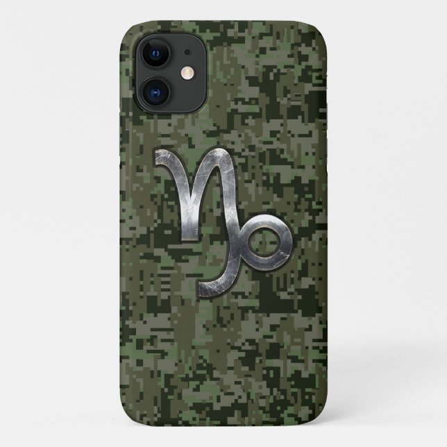 Capricorn Zodiac Symbol Woodland Camouflage Case-Mate iPhone Case (Back)
