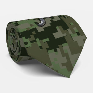 Capricorn Zodiac Symbol Woodland Camouflage Tie