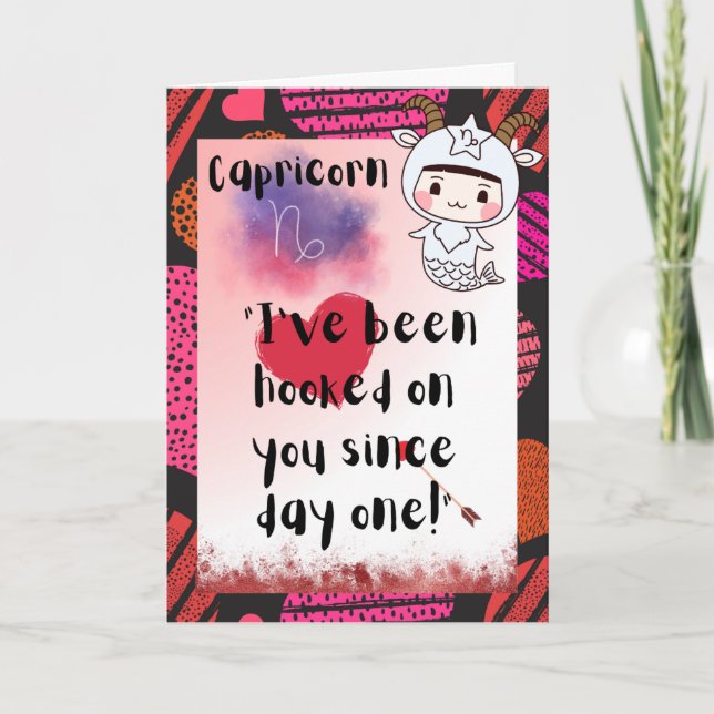Capricorn Zodiac Valentines Personalised Card  (Front)