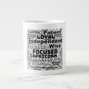 Capricorn Zodiac Word Cloud Inspiration Large Coffee Mug