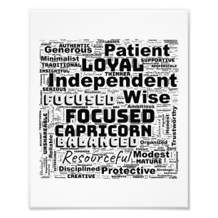 Capricorn Zodiac Word Cloud Inspiration Photo Print