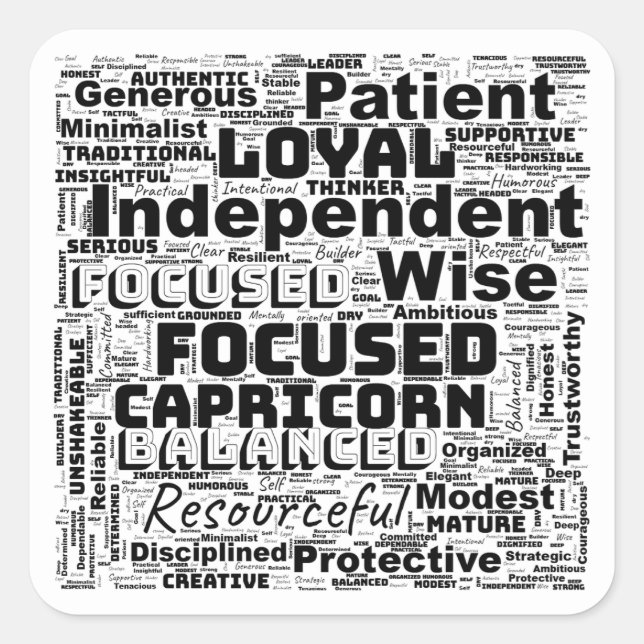 Capricorn Zodiac Word Cloud Inspiration Square Sticker (Front)