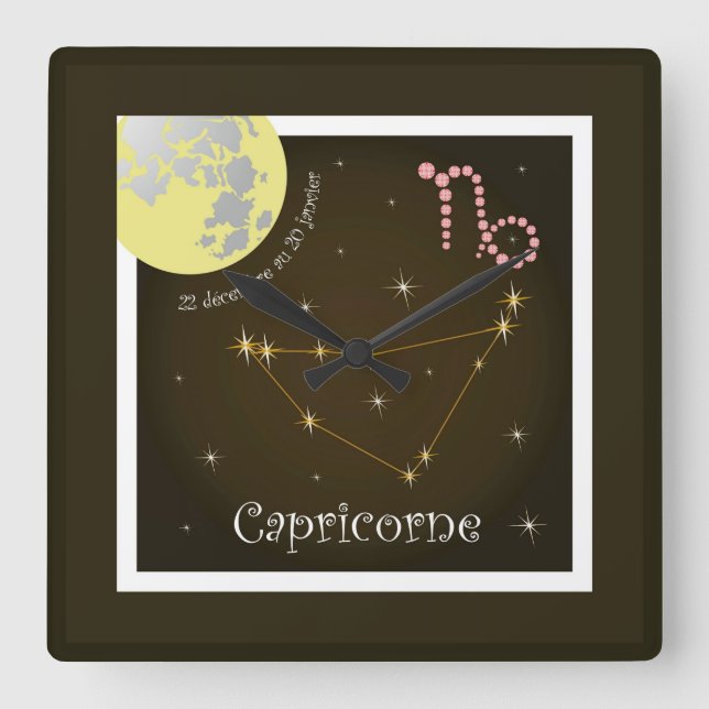 Capricorne 22 décembre au 20 janvier Uhr Square Wall Clock (Front)