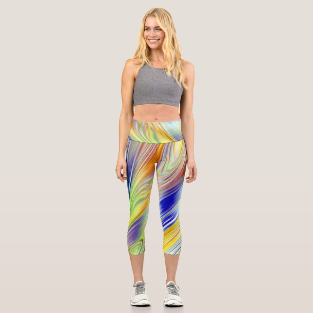 Capris, A multicolor trendy abstract design  Capri Leggings (Front)