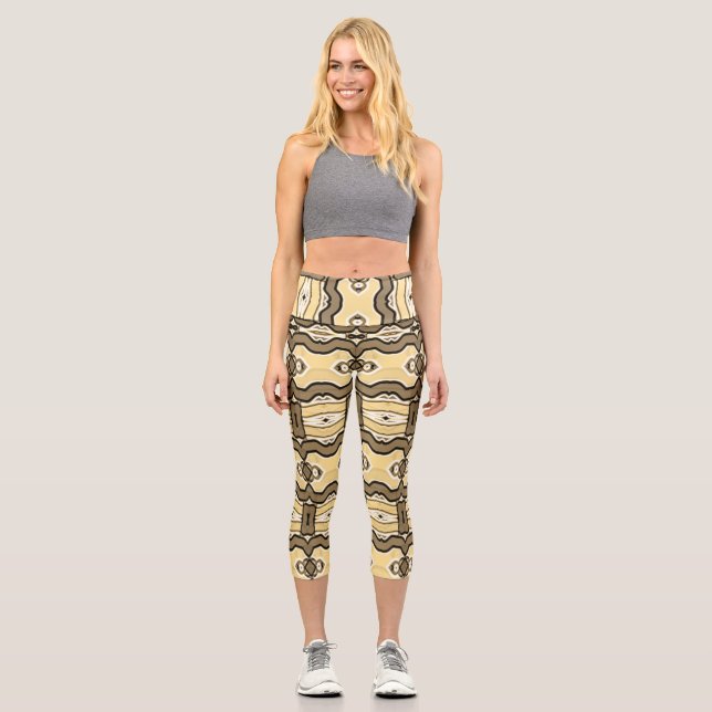 Capris, A multicolor trendy fabric pattern design Capri Leggings (Front)