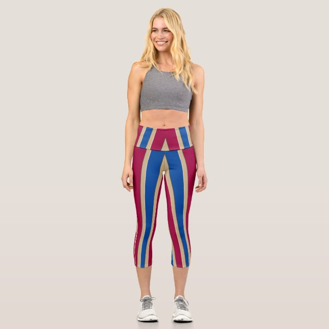 Capris, A multicolor trendy fabric pattern design Capri Leggings (Front)