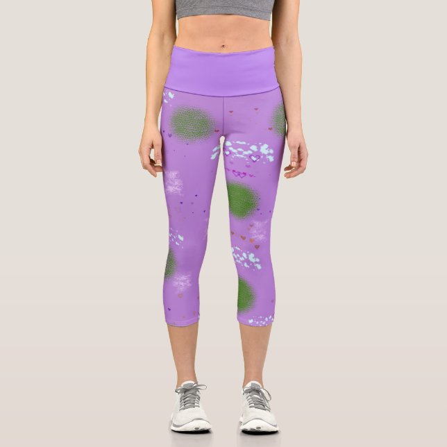 Capris Green Puffs on Purple (Front)