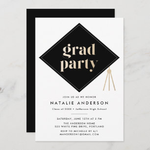 Caps Off Graduation Cap Graduation Party Invitation