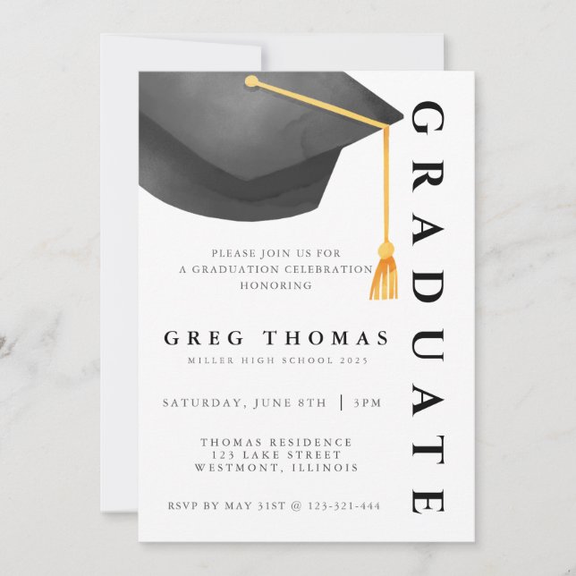 Caps Off Graduation Invitation  (Front)