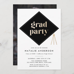 Caps Off Photo Graduation Party Invitation