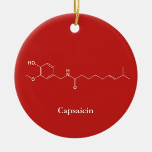 Capsaicin Molecule Chemistry Cute Chilli Lovers Ceramic Tree Decoration