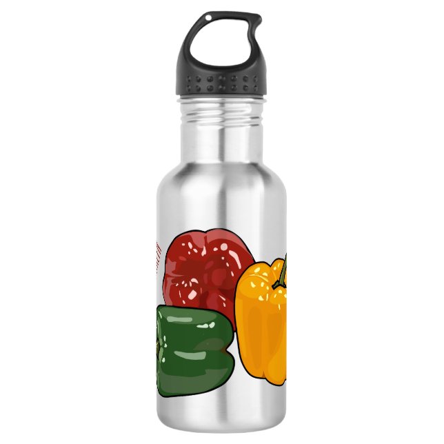 Capsicum cartoon illustration 532 ml water bottle (Front)