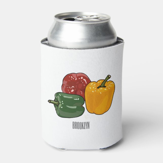 Capsicum cartoon illustration can cooler (Can Front)