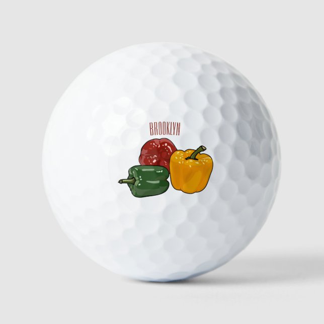 Capsicum cartoon illustration golf balls (Front)