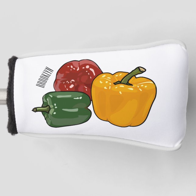 Capsicum cartoon illustration golf head cover (Front)