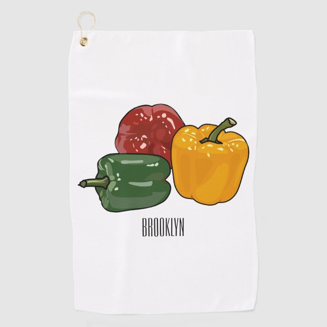 Capsicum cartoon illustration golf towel (Front)