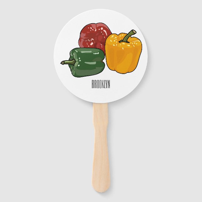 Capsicum cartoon illustration hand fan (Front)